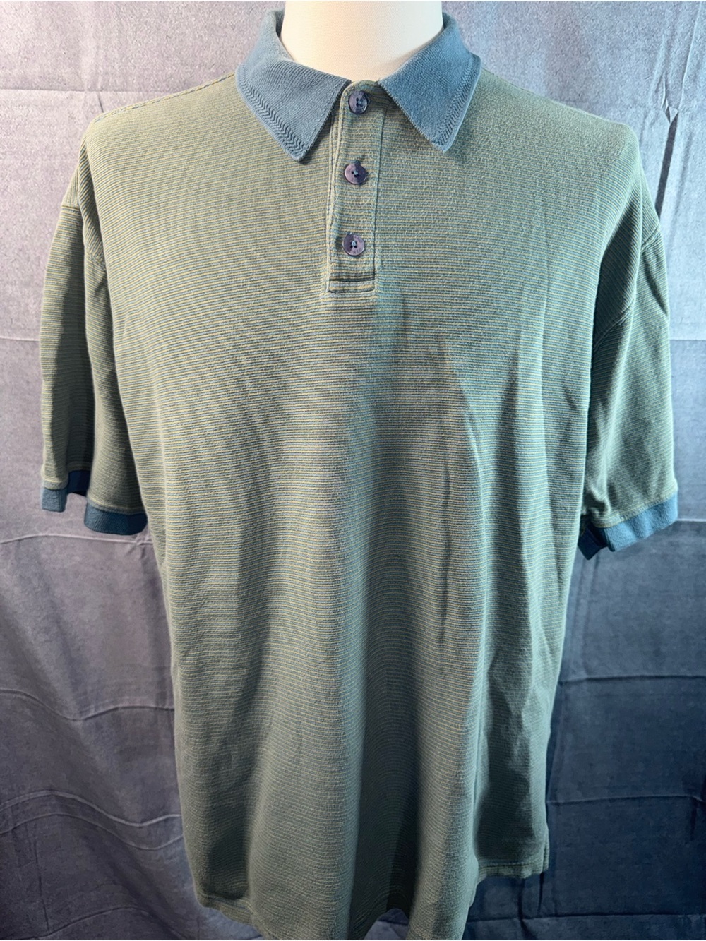 1529-Original Island Sport Men's Short-Sleeve Olive Polo with Contrast Collar